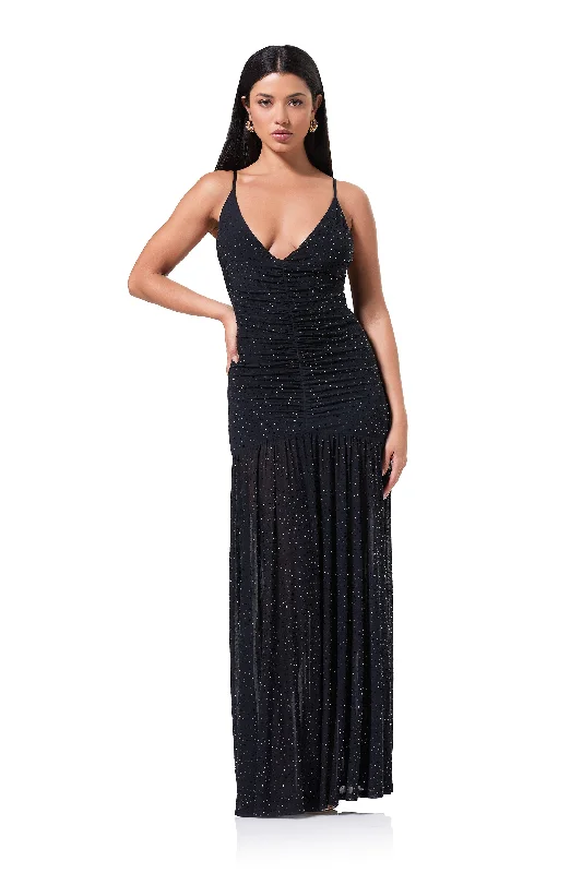 Harlow Zebra Rhinestone Dress - Noir