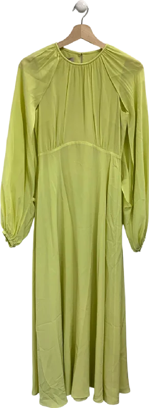 Hobbs Yellow Long Sleeve Silk Dress UK 6