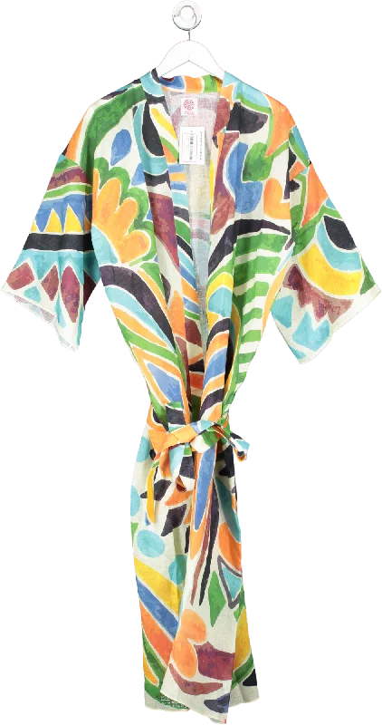 Oliz Multicoloured Royal Whim Linen Kimono One Size