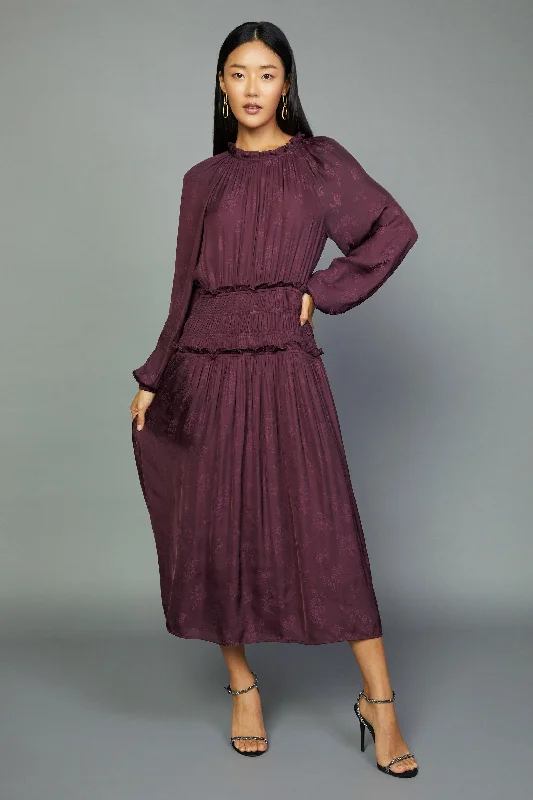 Plum Floral Midi Dress