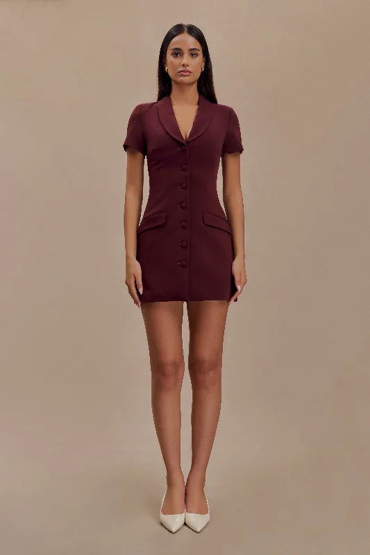 Paolina Collared Suiting Mini Dress - Plum