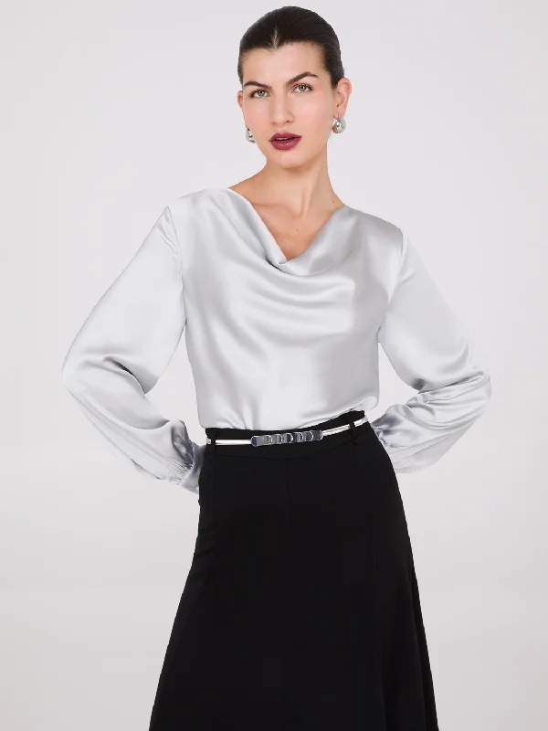 Satin Cowl Neck Blouse