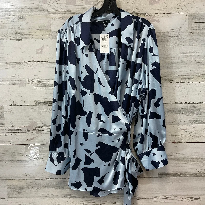 Blouse Long Sleeve By Alfani In Blue, Size: 4x