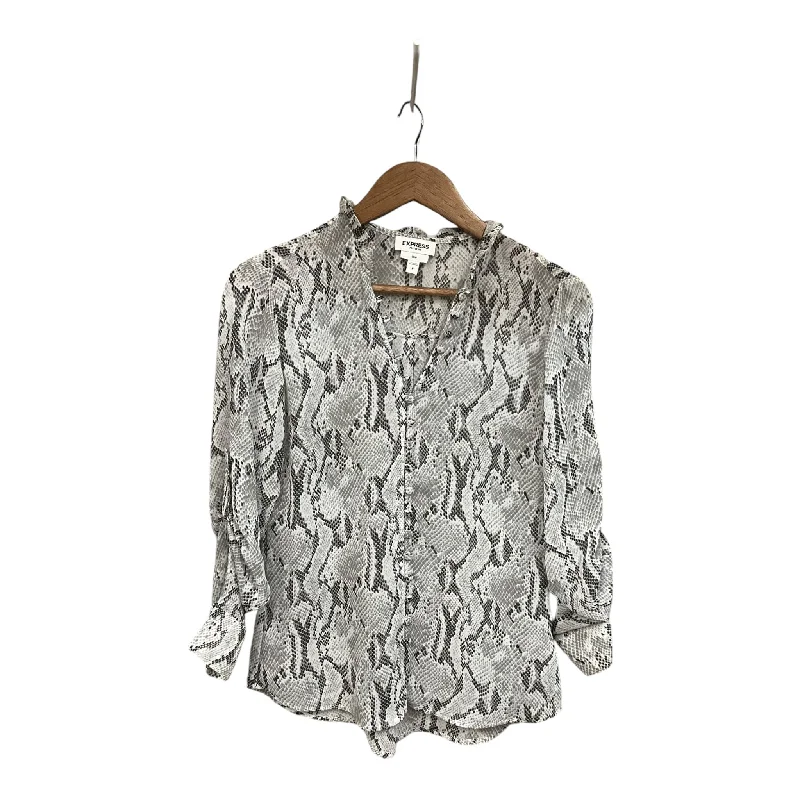 Blouse Long Sleeve By Express In Animal Print, Size: S