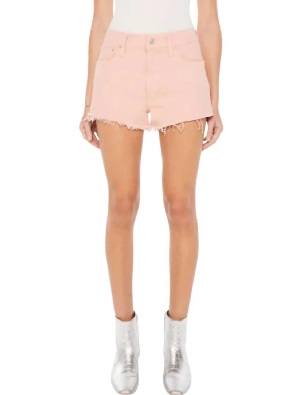 Denim Dodger Fray Short In Peach Parfait