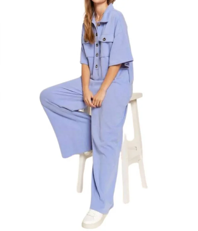 Day Date Wide Leg Jumpsuit In Blue/purple