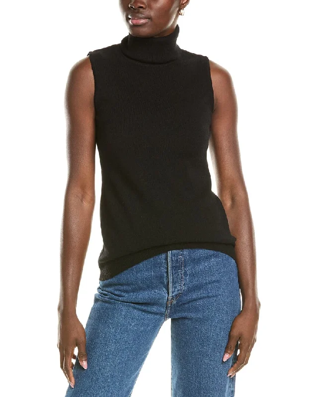 Forte Cashmere Sleeveless Turtleneck Cashmere Sweater