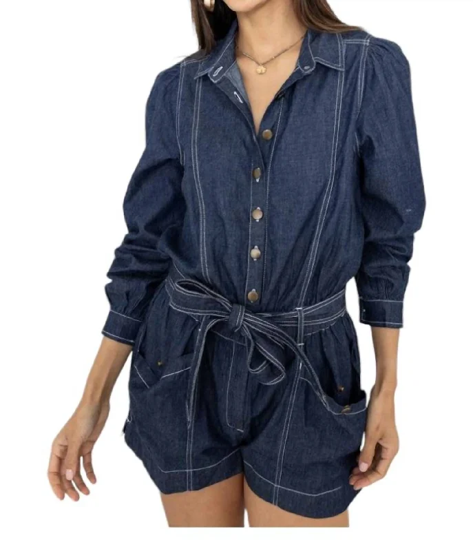 Quincy Romper In Chambray