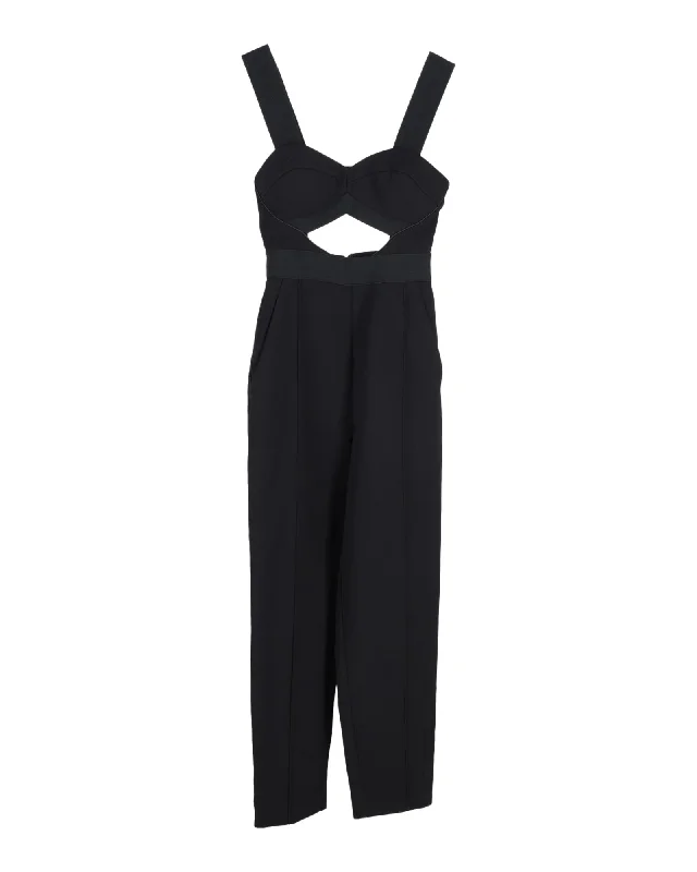 Self-Portrait Lulu Tapered Leg Jumpsuit in Black Polyester