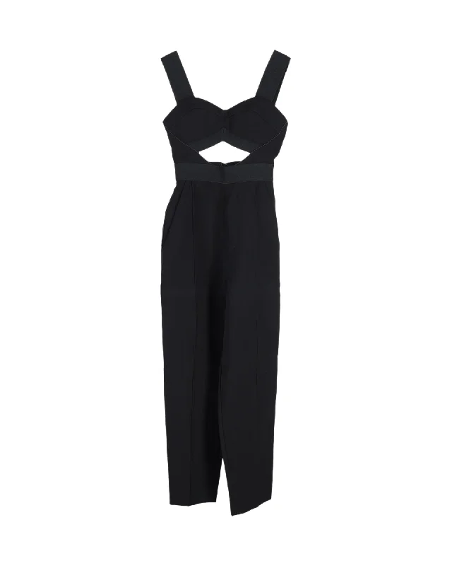 Self-Portrait Lulu Tapered Leg Jumpsuit in Black Polyester