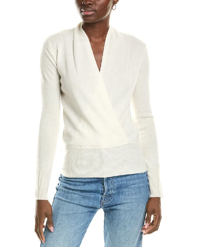 sofiacashmere Modern Faux Wrap Cashmere Sweater