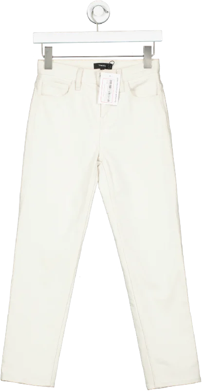 Theory Cream Wide Crop Jean In Dyed Denim UK 4