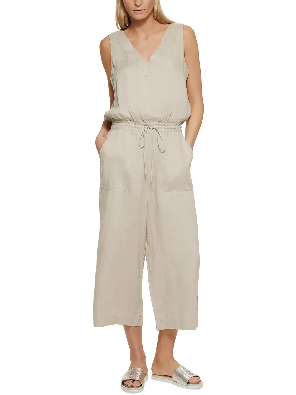 Womens Linen Sleeveless Jumpsuit