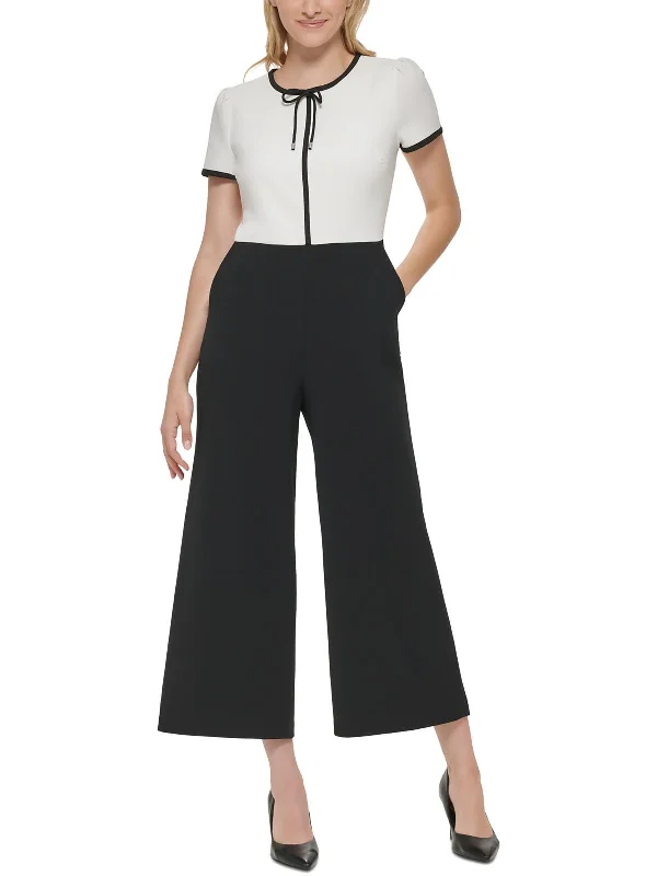 Womens Pleated Cropped Jumpsuit