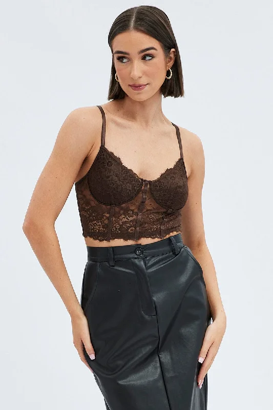 Brown Lace Corset Top