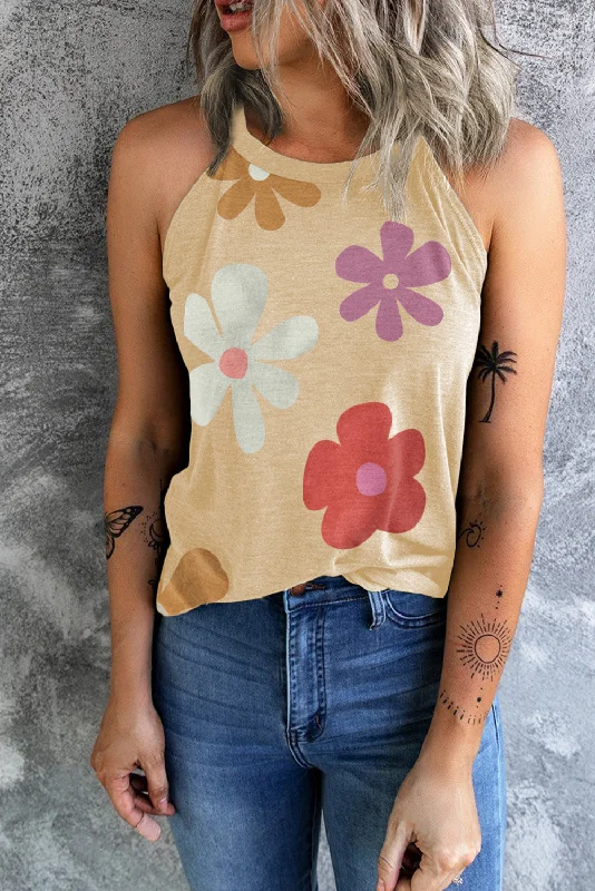 Flower Print Round Neck Tank