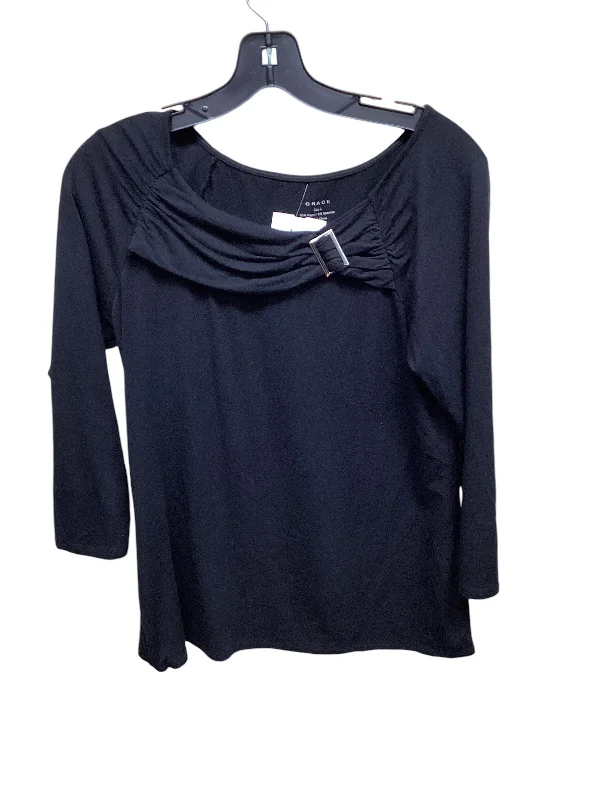 Top Long Sleeve By Grace In Black, Size: L