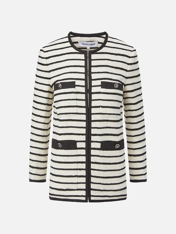 Foster Striped Dickey Jacket in Ivory Black