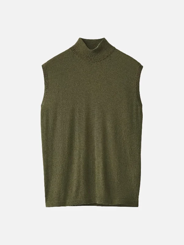 Lucy Cashmere Vest in Dark Moss