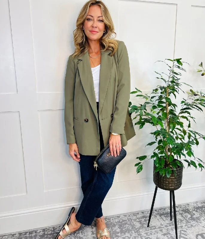 Khaki Double Breasted Blazer