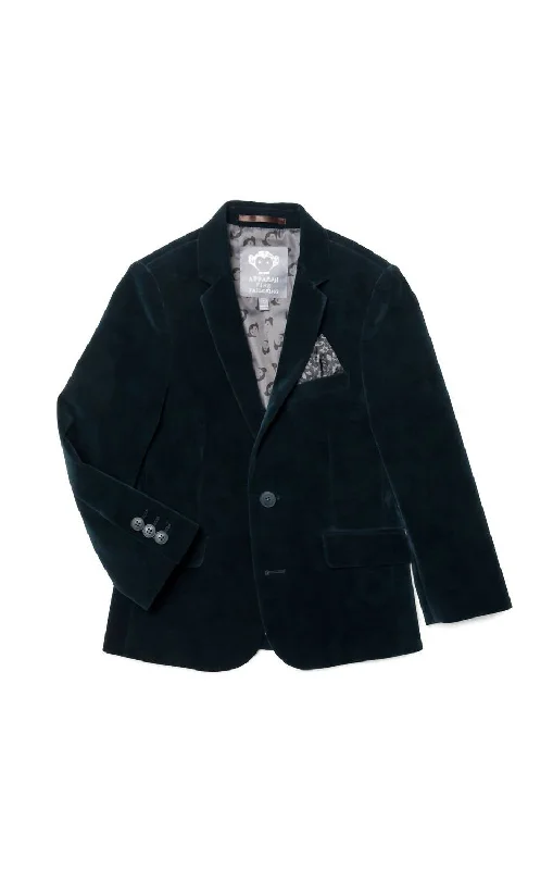 Boys Suit Blazer In Black Velvet