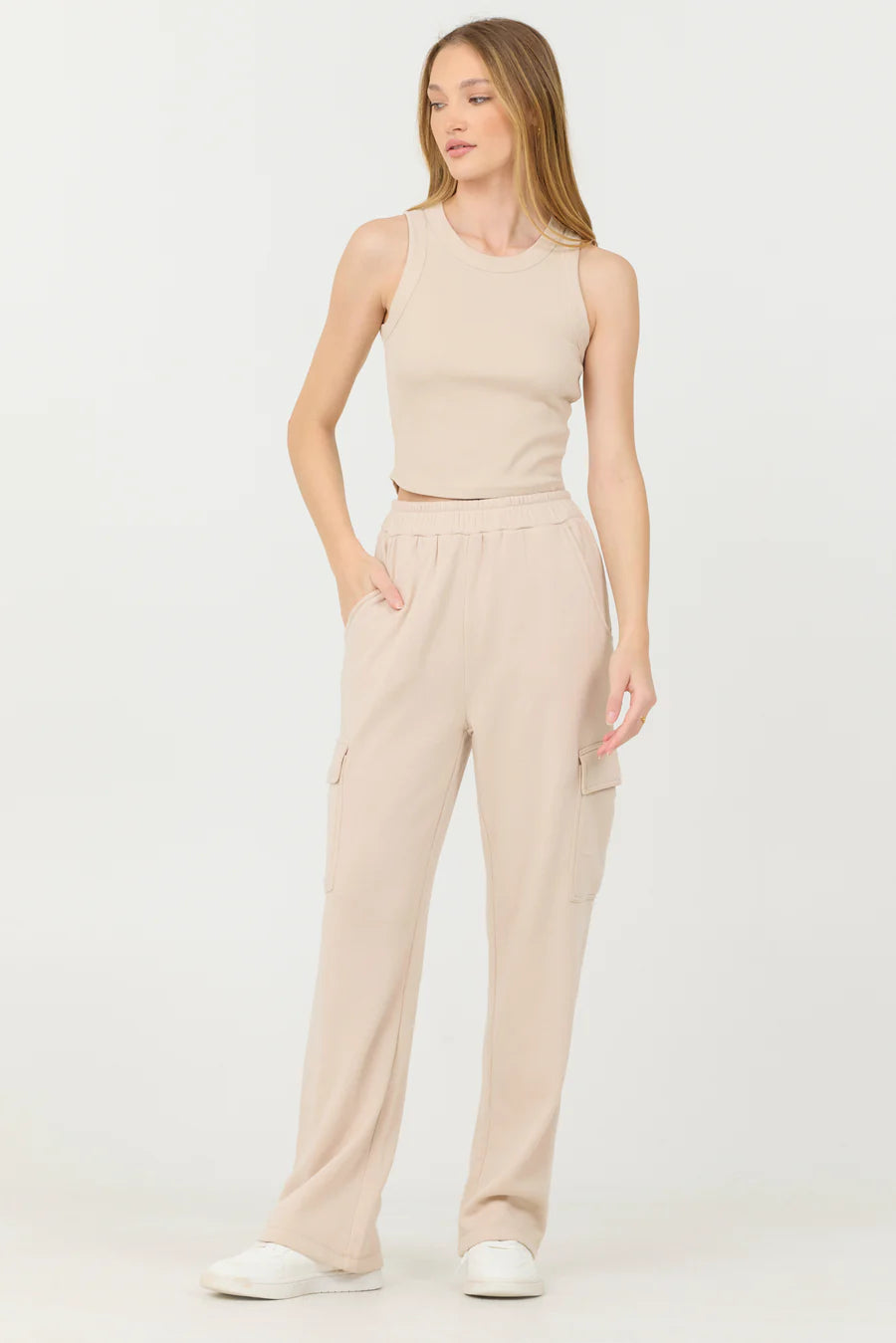 Cashmere Fleece Cargo Pants - Vanilla Cream