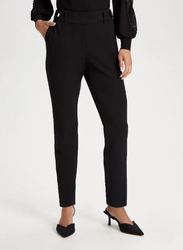 City Fit Button Detail Pants