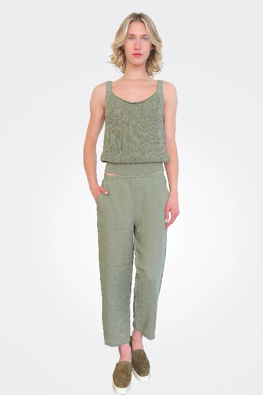 Cropped Ankle Trousers - Green Water