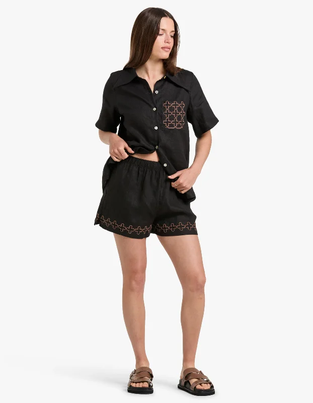 Alisa Short - Black Embroidery