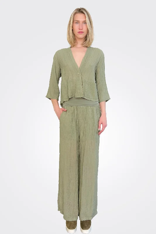 Palazzo Textured Trousers - Green Water