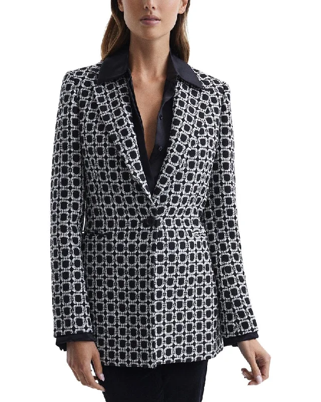 Reiss Bianca Single Breasted Jacquard Blazer