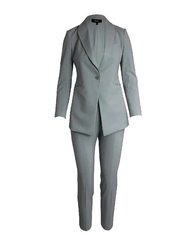 Theory Suit Set in Light Blue Wool