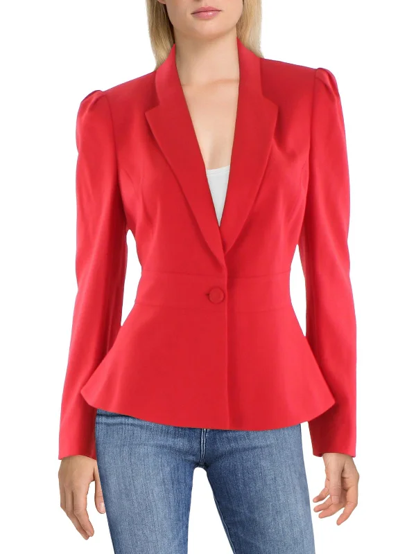 Womens Crepe Seamed One-Button Blazer